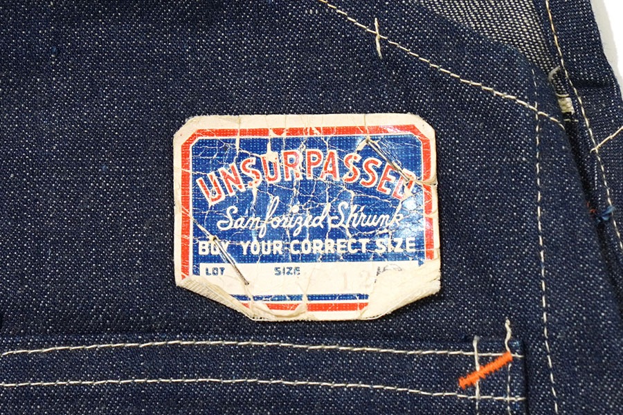 40's UNSURPASSED 針刺しバックル デニムオーバーオール 濃紺 ボーイズ