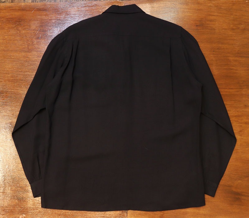 1950s L/S BLACK RAYON SHIRT , Size M