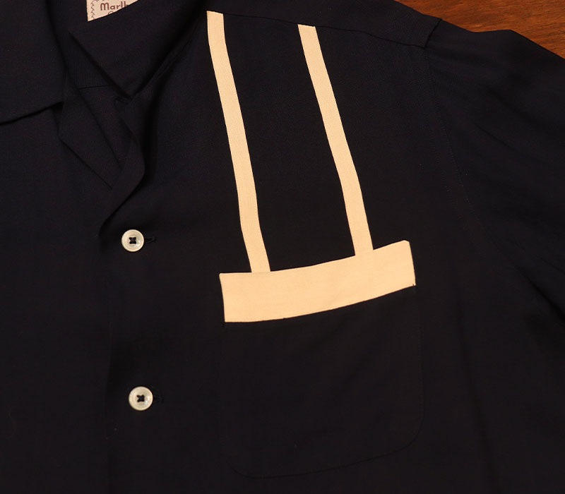 1950s L/S BLACK RAYON SHIRT , Size M