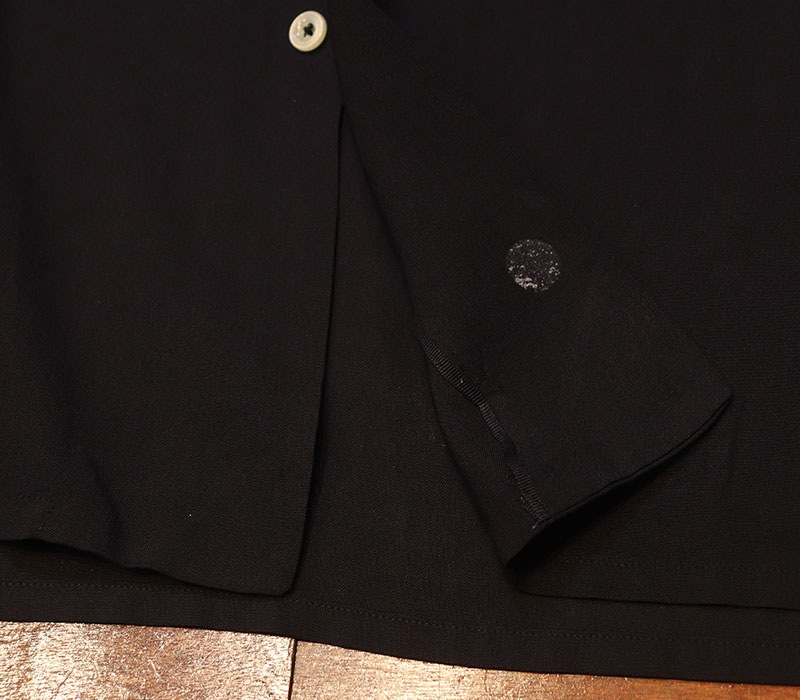 1950s L/S BLACK RAYON SHIRT , Size M