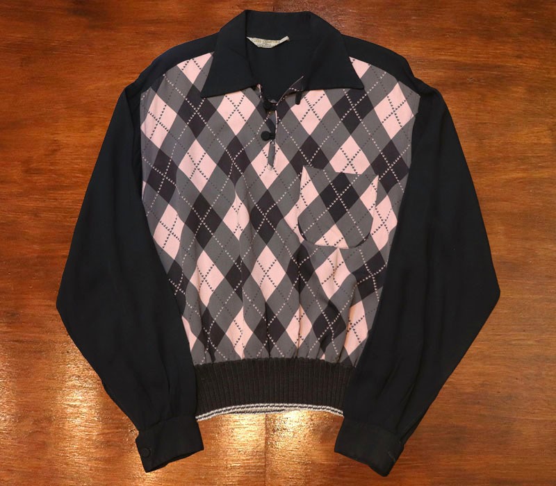 1950s L/S ARGYLE SHIRT , Size L