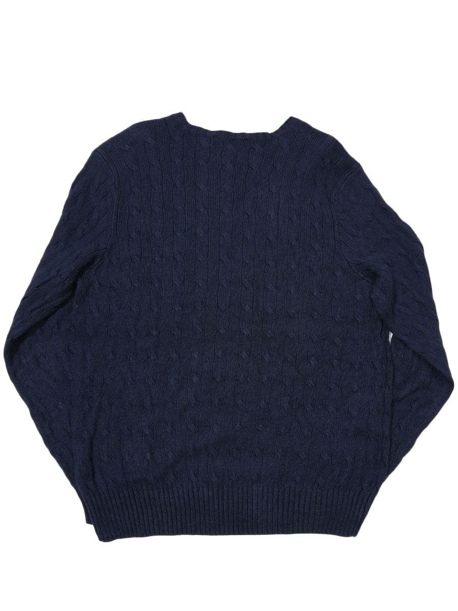 ラルフローレン 100%SILK ケーブル編み ニットセーター ネイビー 表記