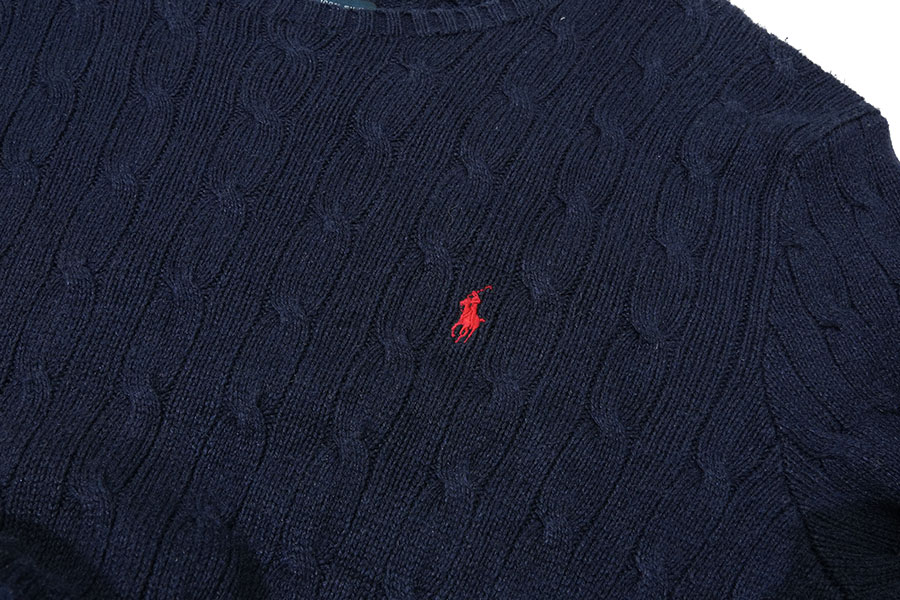 ラルフローレン 100%SILK ケーブル編み ニットセーター ネイビー 表記