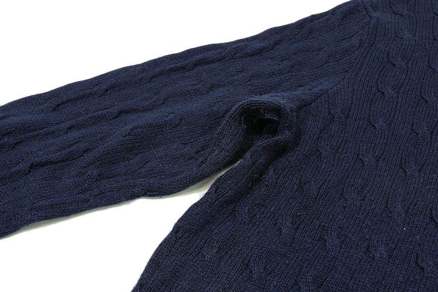 ラルフローレン 100%SILK ケーブル編み ニットセーター ネイビー 表記(L)