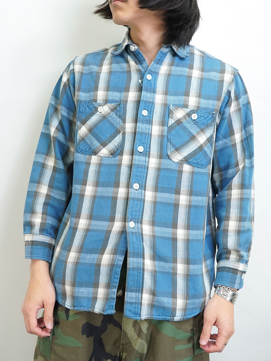 好配色◎ 60's BIG MAC チェック柄ネルシャツ Mサイズ 60's BIG MAC 青白黒 好配色チェック フランネルシャツ 表記(M