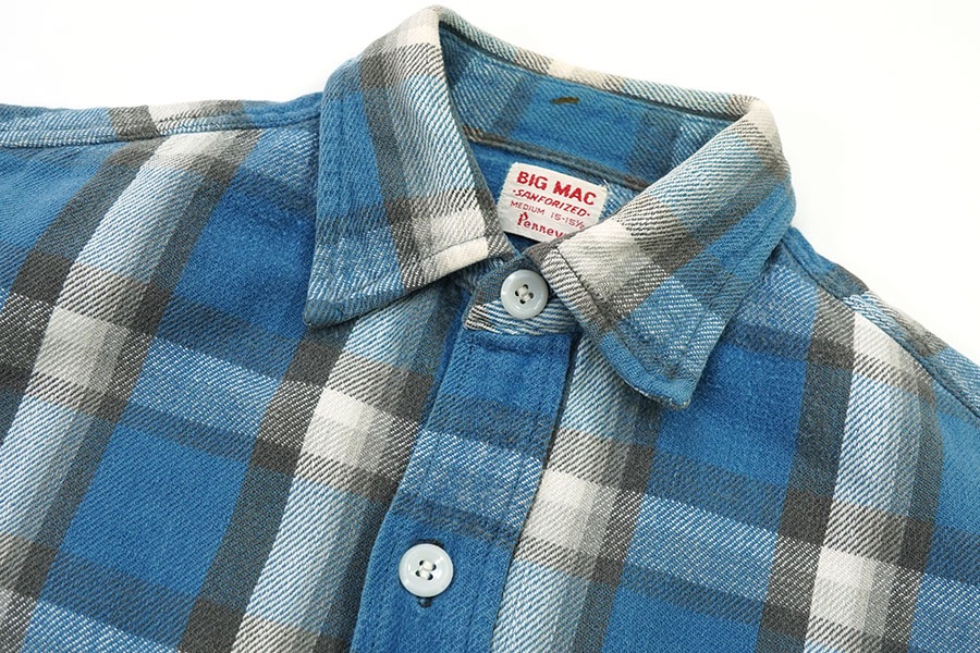 60's BIG MAC 青白黒 好配色チェック フランネルシャツ 表記(M) | NEW