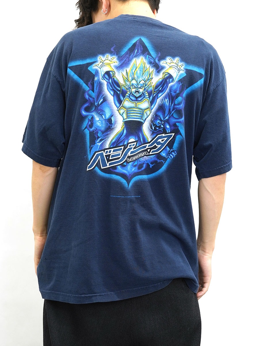 00's DRAGON BALL Z ''ベジータ'' 両面プリント Tシャツ ネイビー 表記(XL)