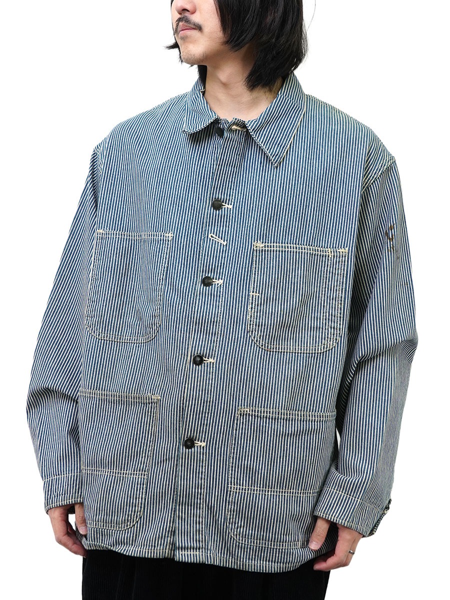 50's~ 黒ラッカーボタン ヒッコリー カバーオール 実寸(44位) | NEW 50's~ 黒ラッカーボタン ヒッコリー カバーオール 実寸(44位) | NEW