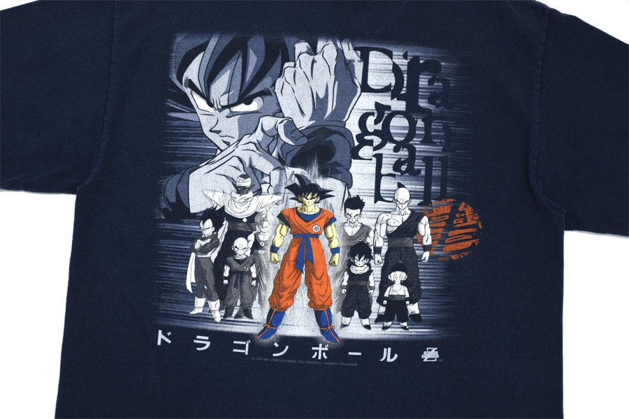 90's DRAGONBALL Z 両面プリント Tシャツ ネイビー 表記(L) USA製