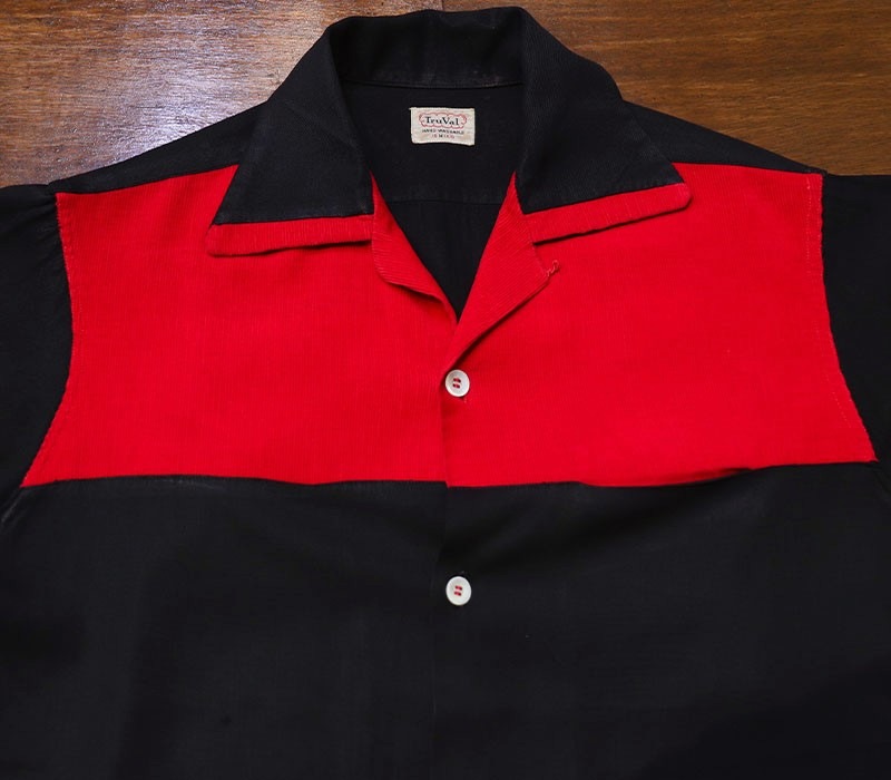 1950s BLACK RAYON x CORDUROY , Size M
