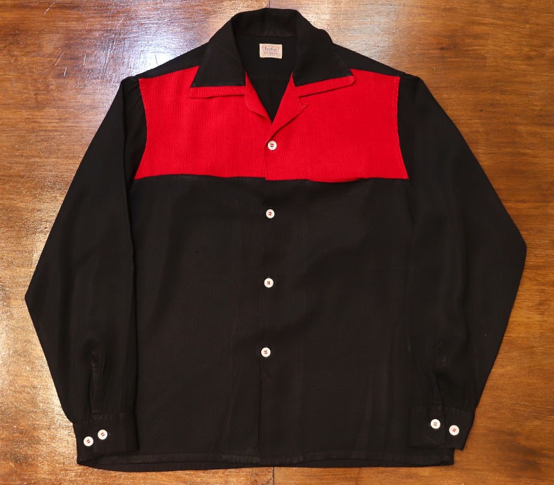 1950s BLACK RAYON x CORDUROY , Size M