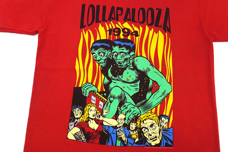 90's anvil ''LOLLAPALOOZA 1994'' 両面プリント Tシャツ レッド 表記