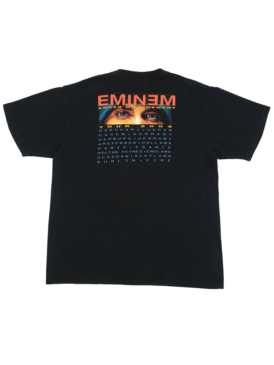 00's SHOOT エミネム ''THE EMINEM SHOW/ANGER MANAGEMENT TOUR 2003'' 両面プリントTシャツ ブラック 表記(L)