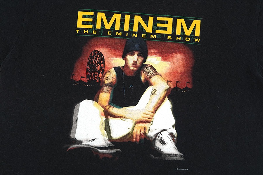 00's SHOOT エミネム ''THE EMINEM SHOW/ANGER MANAGEMENT TOUR 2003'' 両面プリントTシャツ ブラック 表記(L)