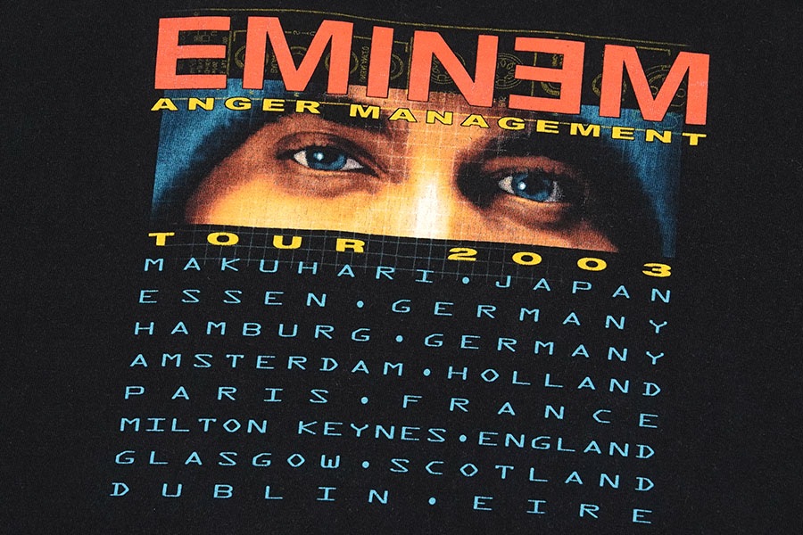 00's SHOOT エミネム ''THE EMINEM SHOW/ANGER MANAGEMENT TOUR 2003'' 両面プリントTシャツ ブラック 表記(L)