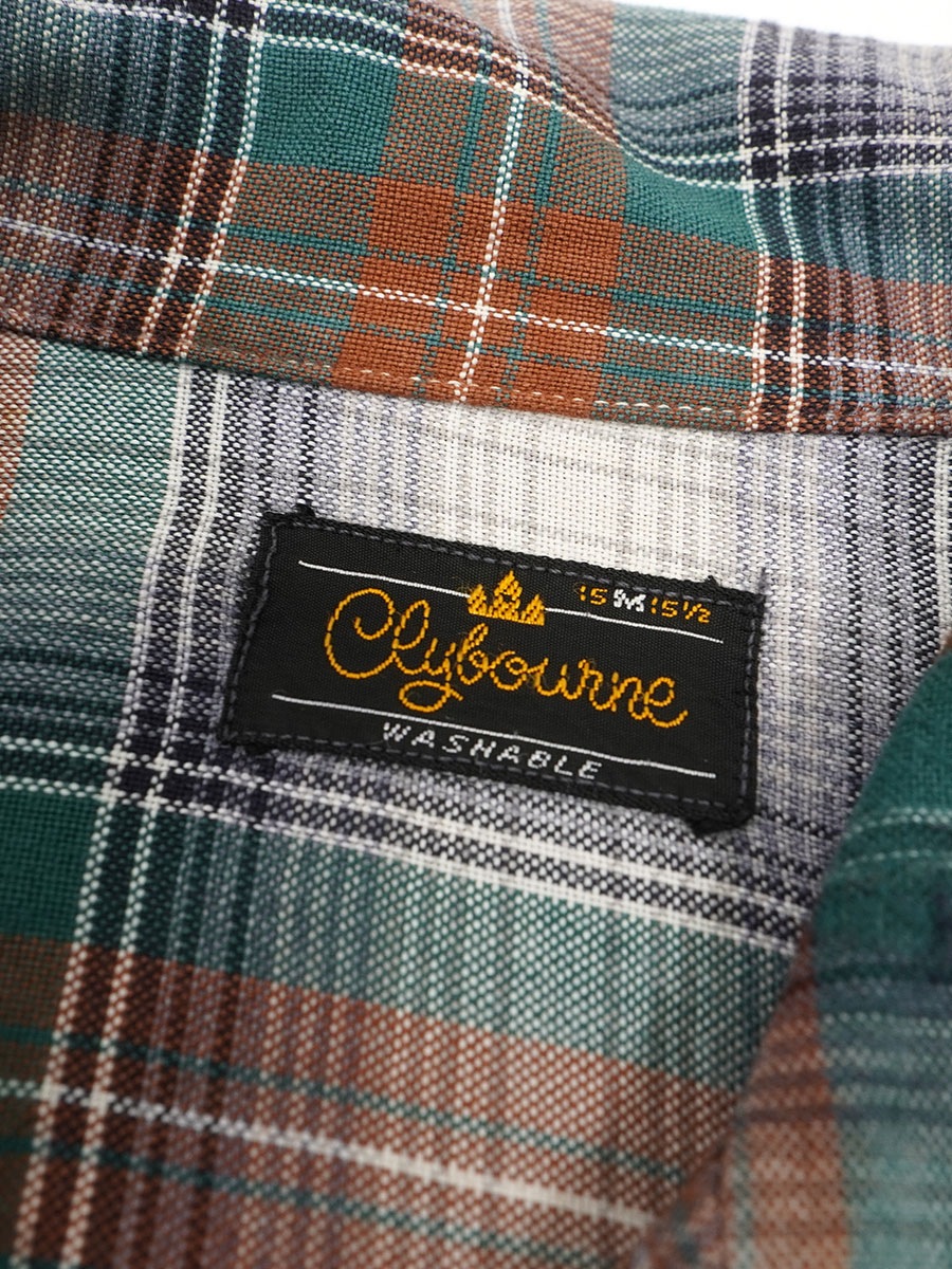 60's Clybourne 好配色チェック レーヨン ループカラーシャツ 表記(M)