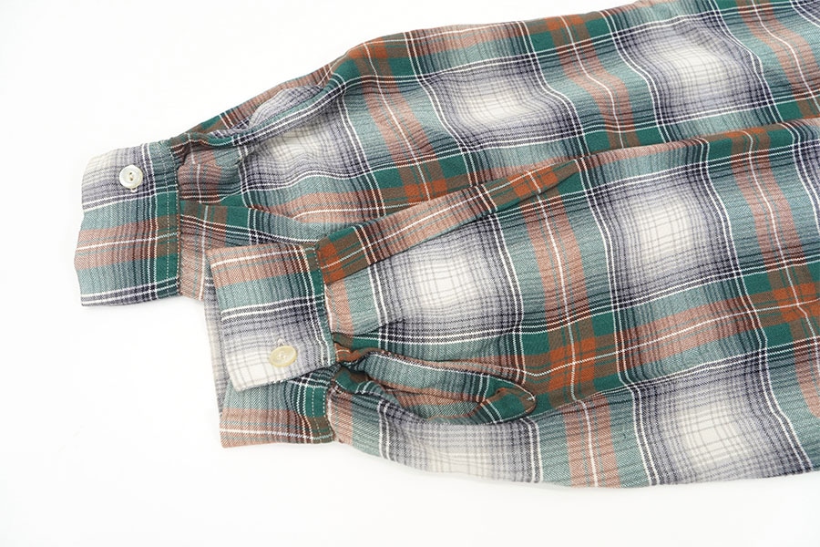 60's Clybourne 好配色チェック レーヨン ループカラーシャツ 表記(M)