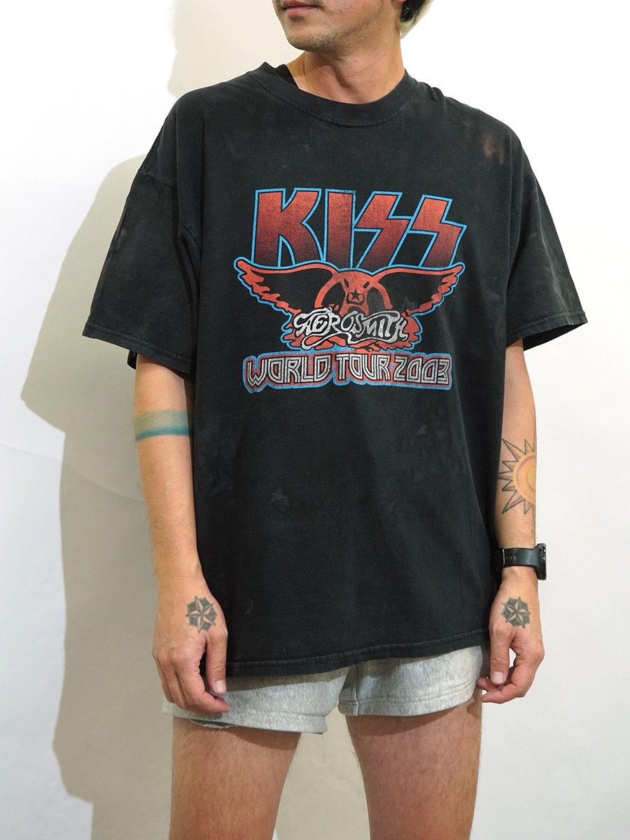 00'S M&O ''KISS AEROSMITH WORLD TOUR 2003'' 両面プリント Tシャツ