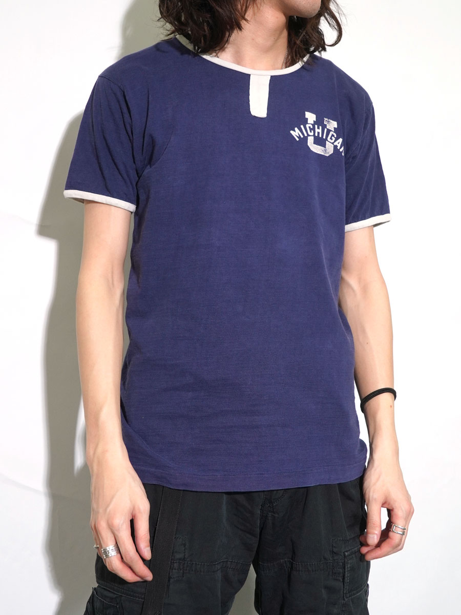 60'S CHAMPION ''MICHIGAN'' RINGER T SHIRT NAVY (APPROX.LARGE)