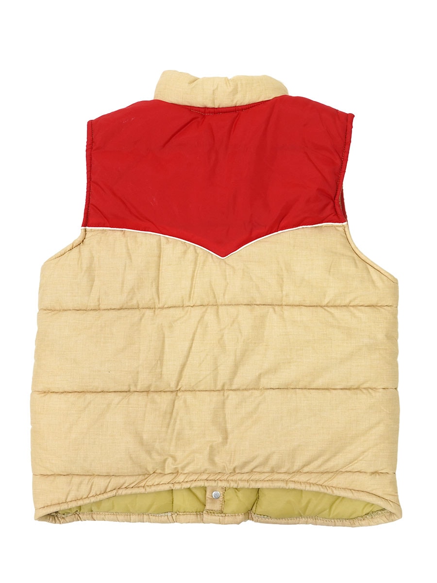 70s チャンピオン オフィシャル 中綿 レーシング ベスト Sサイズ？ 70's CHAMPION PLUG オフィシャルレーシングベスト レッド/ベージュ