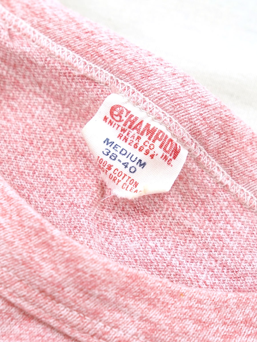 60' ランタグ チャンピオン 赤霜降り ''CORNELL'' 染み込み Tシャツ 表記(M)