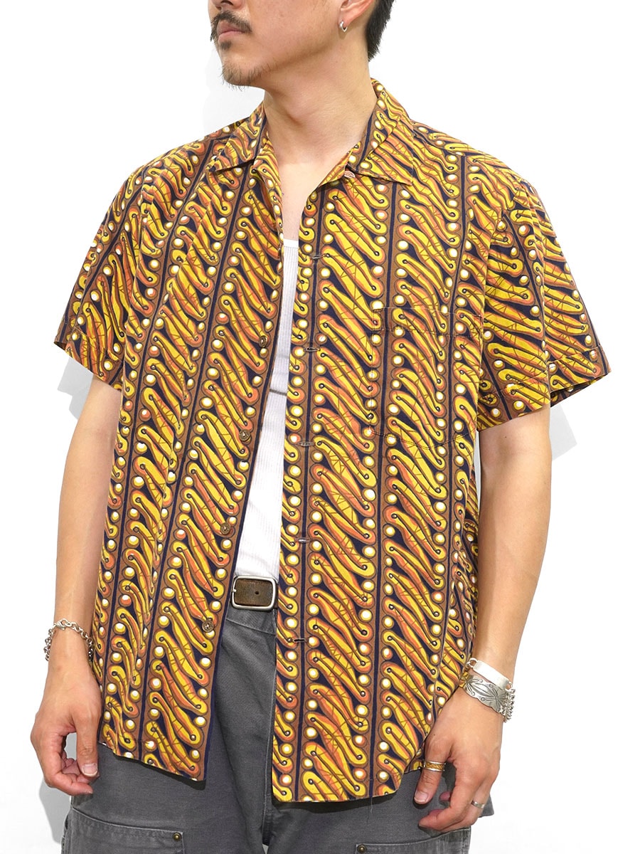 ビンテージアロハシャツ 60's alfred shaheen 60's ALFRED Shaheen HAWAII ボーダーパターン コットンハワイアン