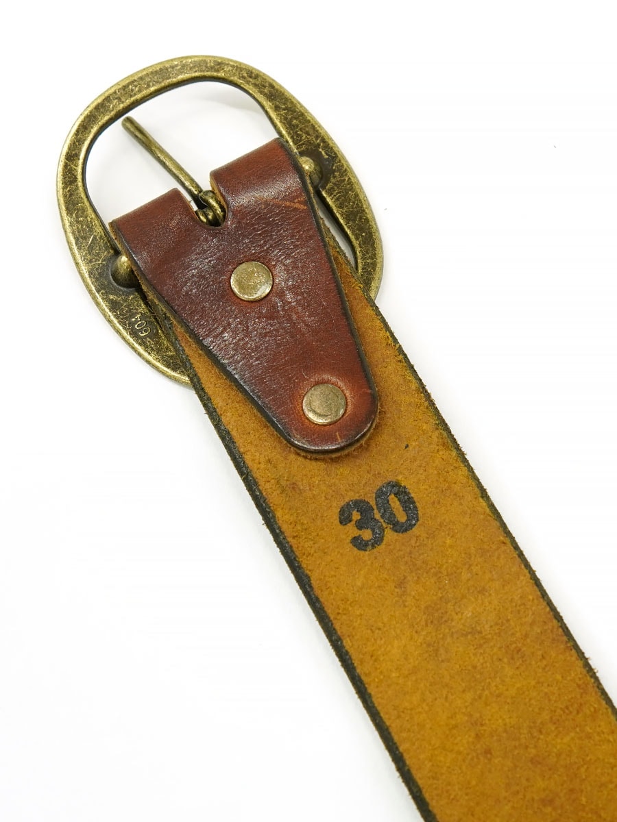 GENUINE LEATHER カービング レザーベルト ブラウン 表記(30) USA