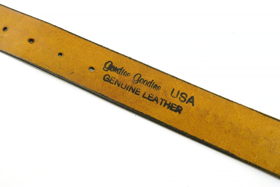GENUINE LEATHER カービング レザーベルト ブラウン 表記(30) USA