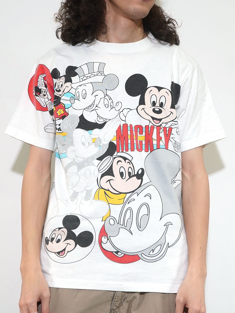 80's Disney ミッキーマウス 両面オールオーバーTシャツ 実寸(M位) USA