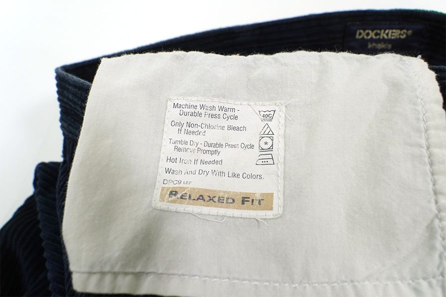 90's DOCKERS 2タック 太畝コーデュロイパンツ ダークネイビー