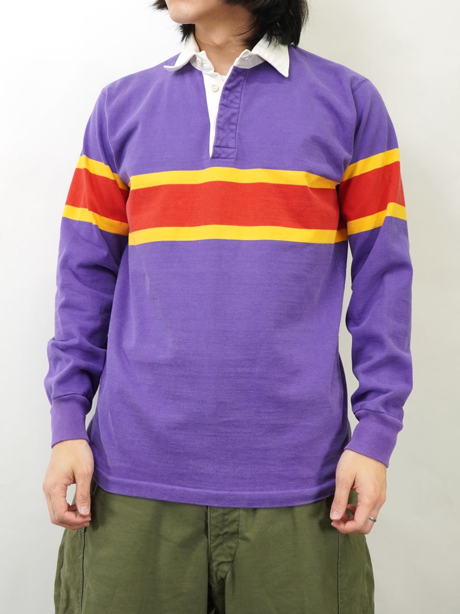 80's パタゴニア ボーダー切り替え ラガーシャツ パープル 表記(L