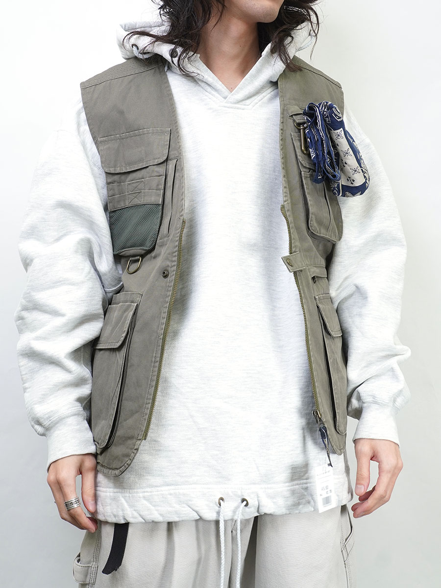 WILLIS&GEIGER 中綿 フィッシングベスト グレーオリーブ 表記(L