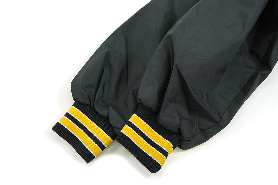 HARTWELL アメリカンフットボール ジャケット M ブラック/イエロー 80's HARTWELL ''THE AUTO SAVER'' リブライン サテンスタジャン
