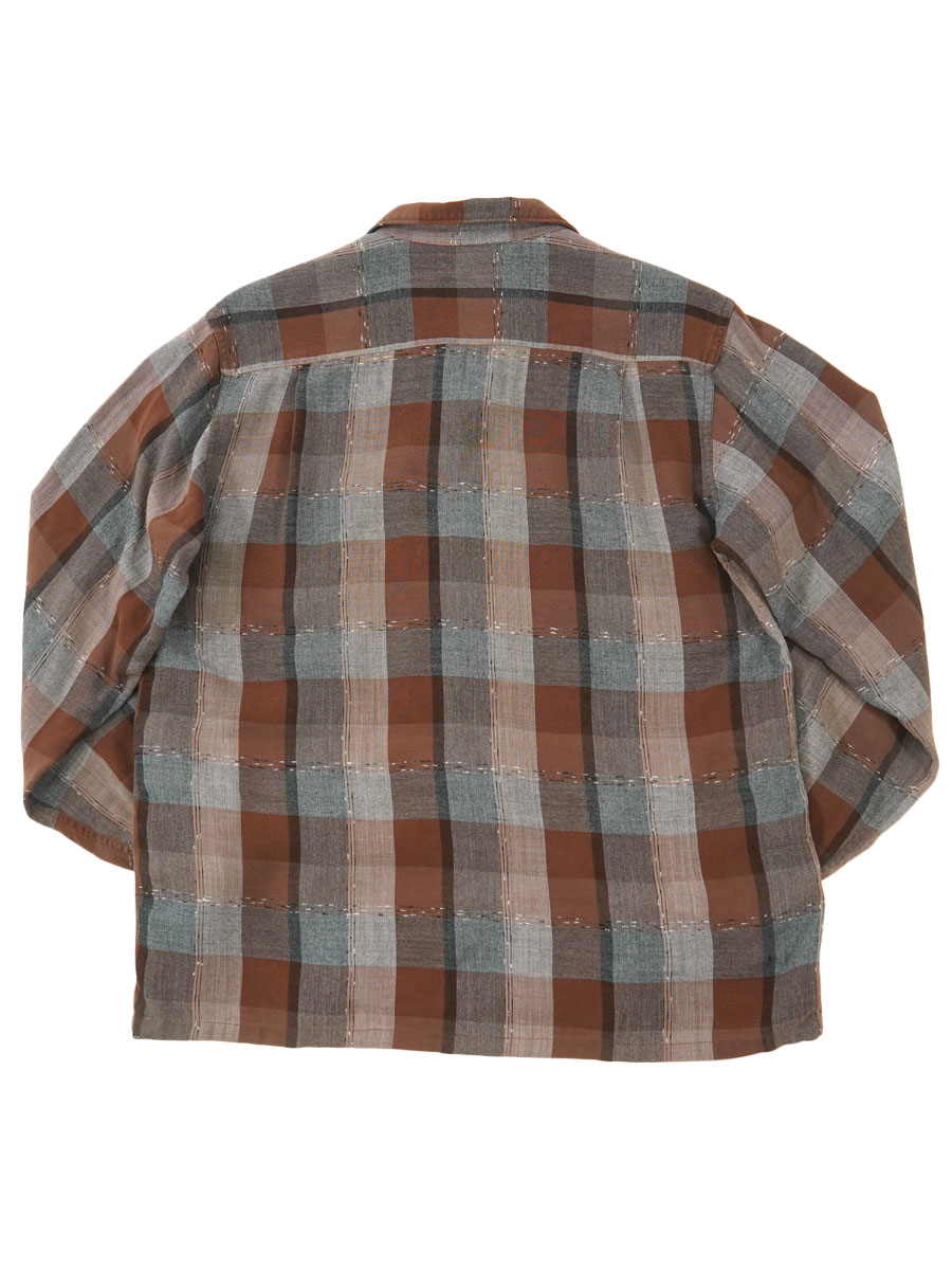 60'S CAMPUS PLAID RAYON SHIRT (SIZE.MEDIUM)