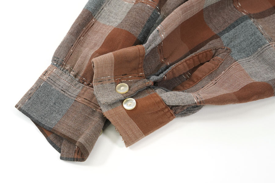 60'S CAMPUS PLAID RAYON SHIRT (SIZE.MEDIUM)