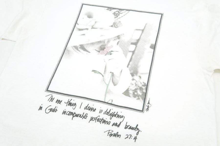 90'S HANES ''THE ONE THING I DESIRE IS DELIGHTING IN GOD'S INCOMPARABLE PERFECTIONS AND BEAUTY.'' T SHIRT (SIZE.MEDIUM)