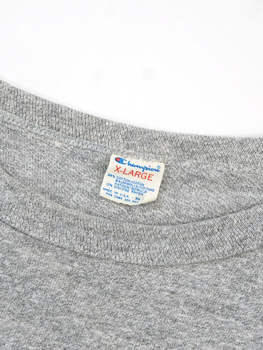 80's トリコタグ チャンピオン 無地 Tシャツ 霜降りグレー 表記(XL