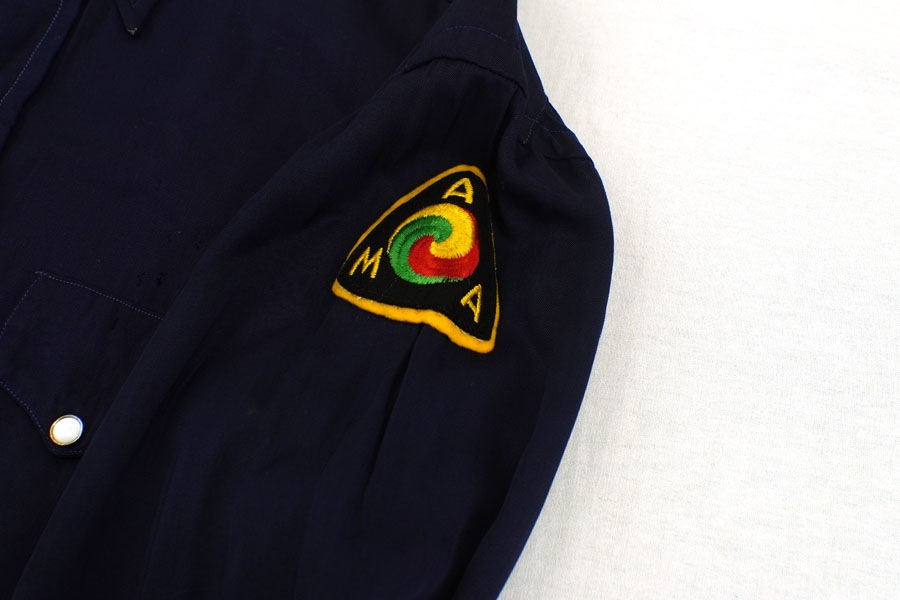 50's Farnsby ''GUSTINE M.C'' レーヨンウエスタンシャツ AMAワッペン 実寸(15 1/2位)