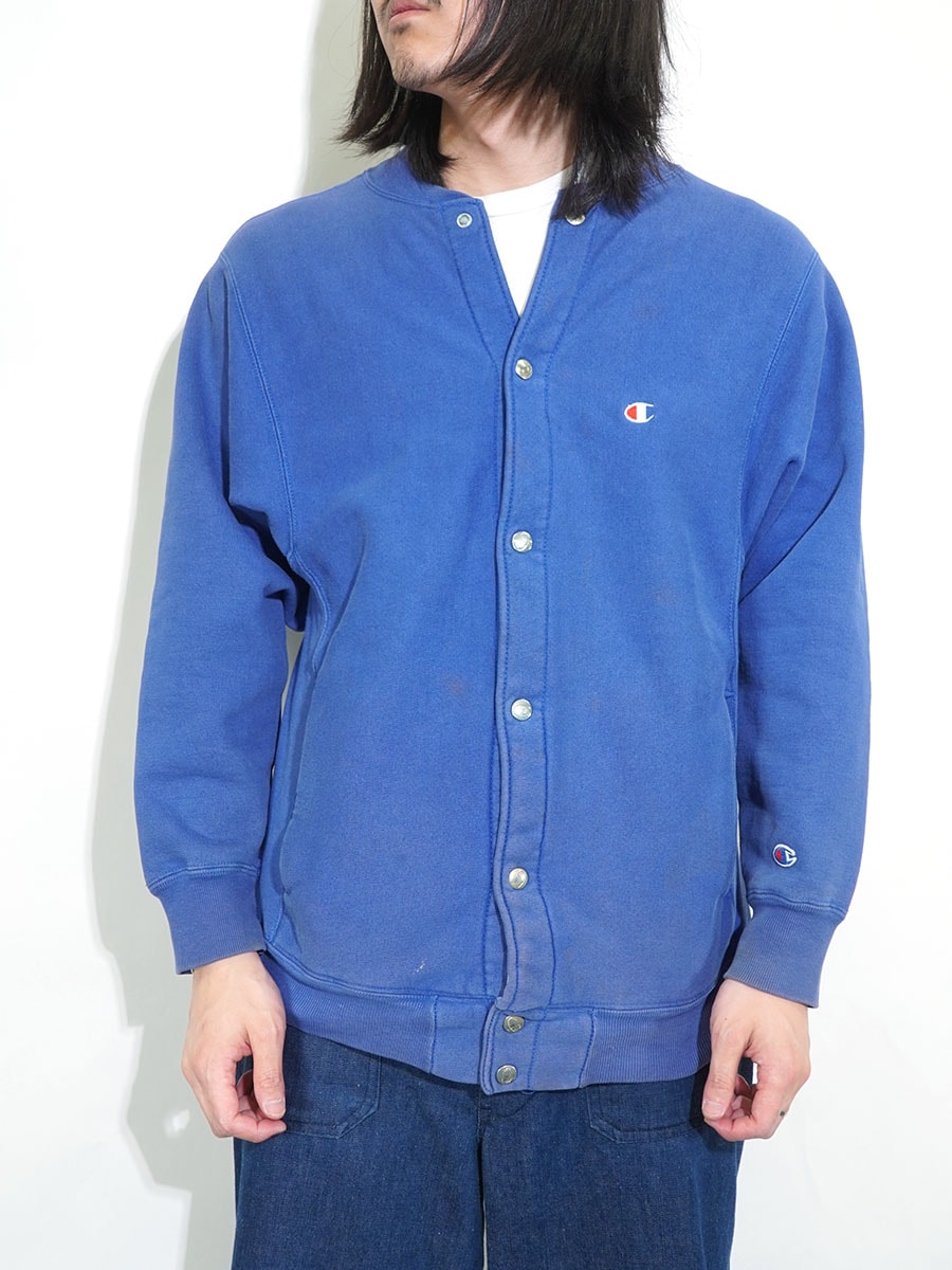 90'S CHAMPION REVERSE WEAVE FULL SNAP SWEAT CARDIGAN PLAIN ROYAL BLUE (SIZE.MEDIUM) MADE IN USA