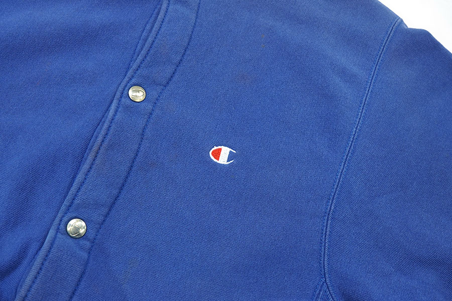 90'S CHAMPION REVERSE WEAVE FULL SNAP SWEAT CARDIGAN PLAIN ROYAL BLUE (SIZE.MEDIUM) MADE IN USA