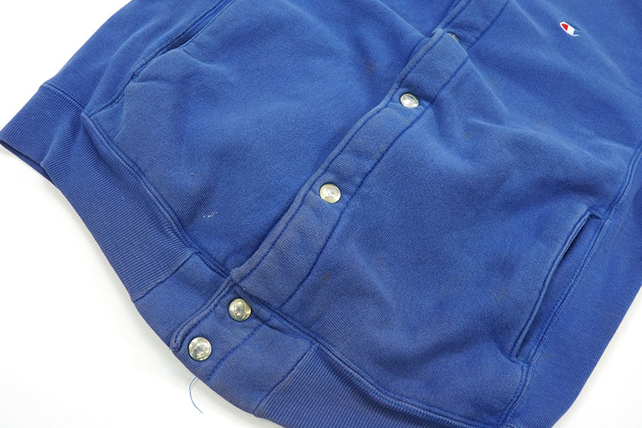 90'S CHAMPION REVERSE WEAVE FULL SNAP SWEAT CARDIGAN PLAIN ROYAL BLUE (SIZE.MEDIUM) MADE IN USA
