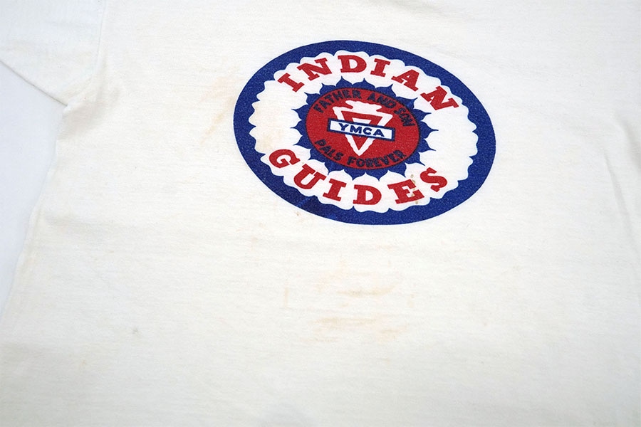 60'S CHAMPION ''YMCA INDIAN GUIDES'' WATER PRINT T SHIRT (SIZE.LARGE)