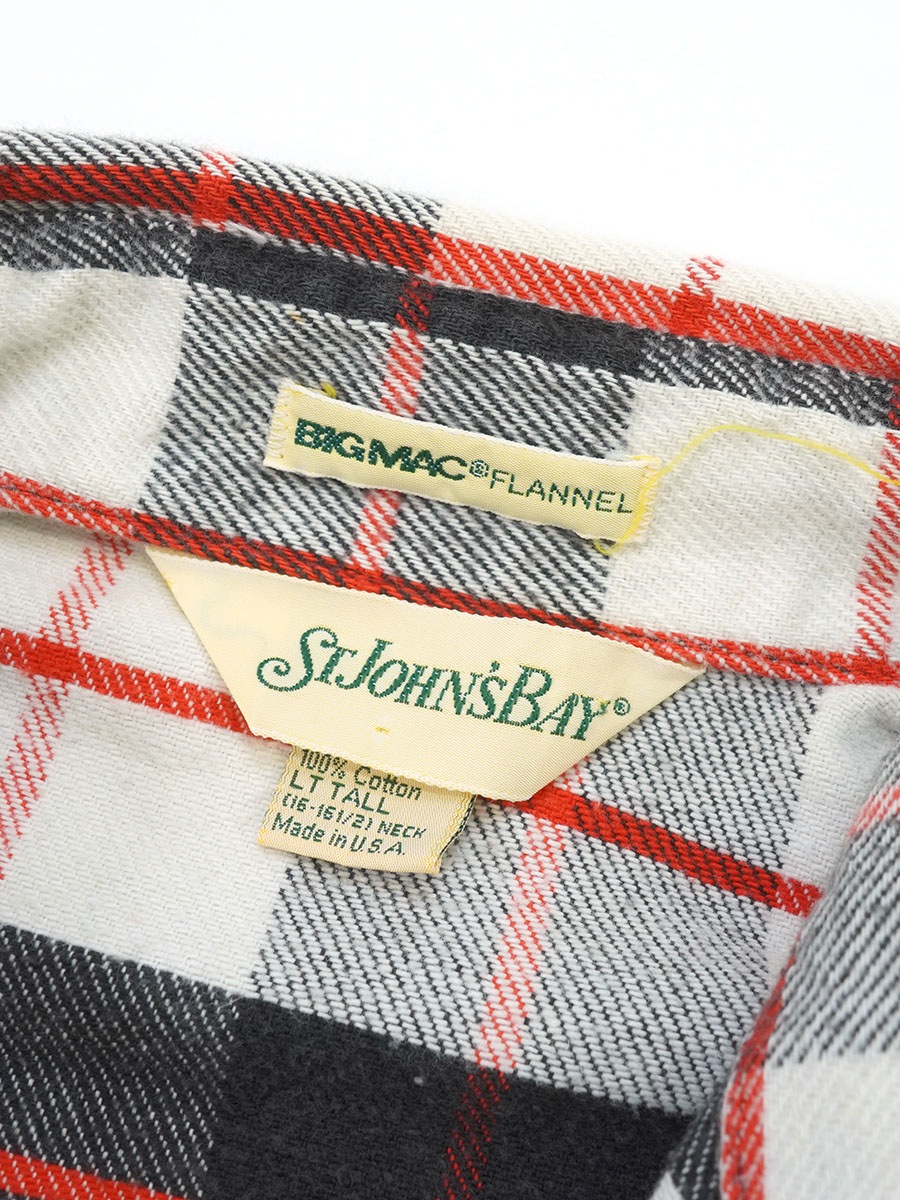 80'S BIG MAC×ST JOHN'S BAY PLAID FLANNEL SHIRT (SIZE. LARGE-TALL