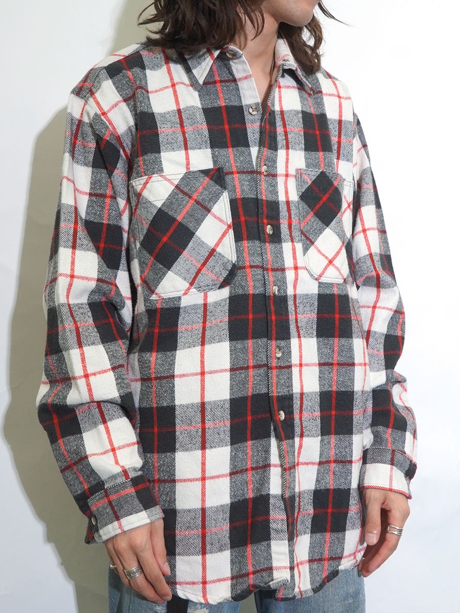 80'S BIG MAC×ST JOHN'S BAY PLAID FLANNEL SHIRT (SIZE. LARGE-TALL