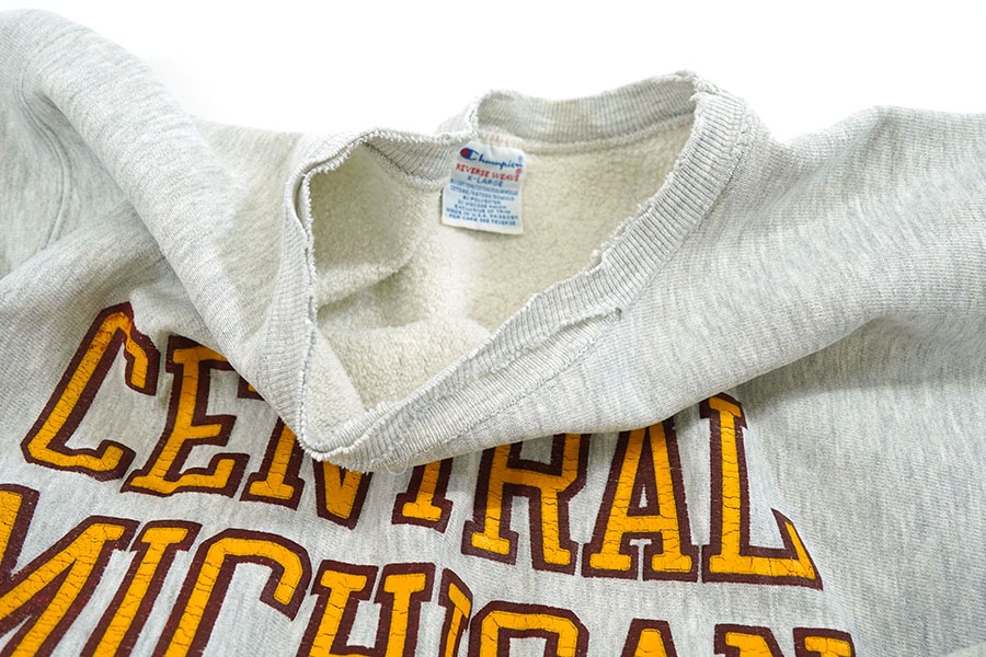 90's 刺繍タグ チャンピオンRW ''CENTRAL MICHIGAN'' グレー 表記(XL) USA製