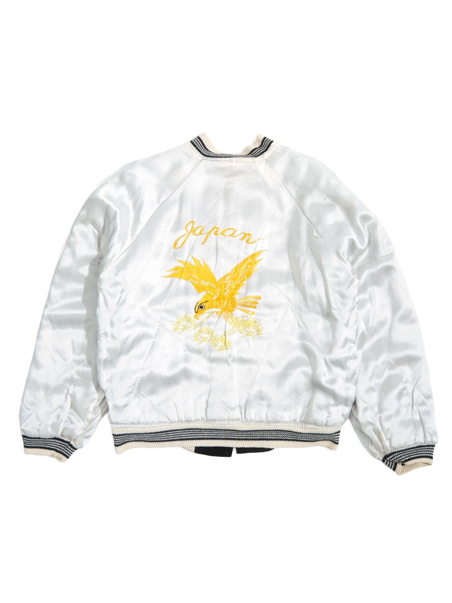 50's ビンテージ 両面龍x袖龍 鷹x富士 スカジャン 黒別珍x白サテン