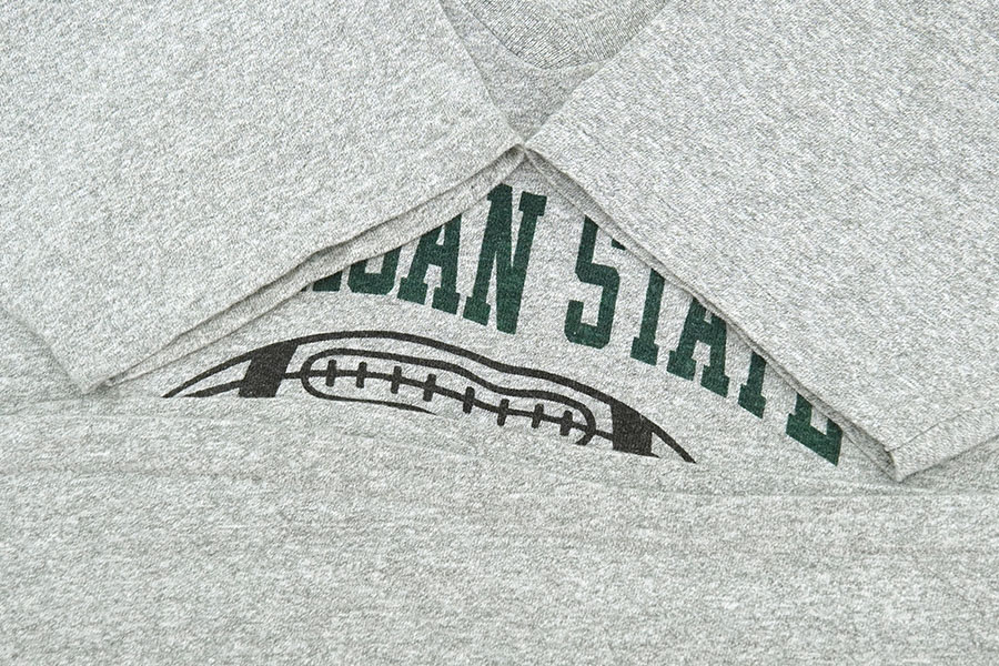 80's トリコタグ チャンピオン ''MICHIGAN STATE 1988 Rose Bawl Champion'' 3段染み込みプリント VネックTシャツ 霜降りグレー 表記(XXL)