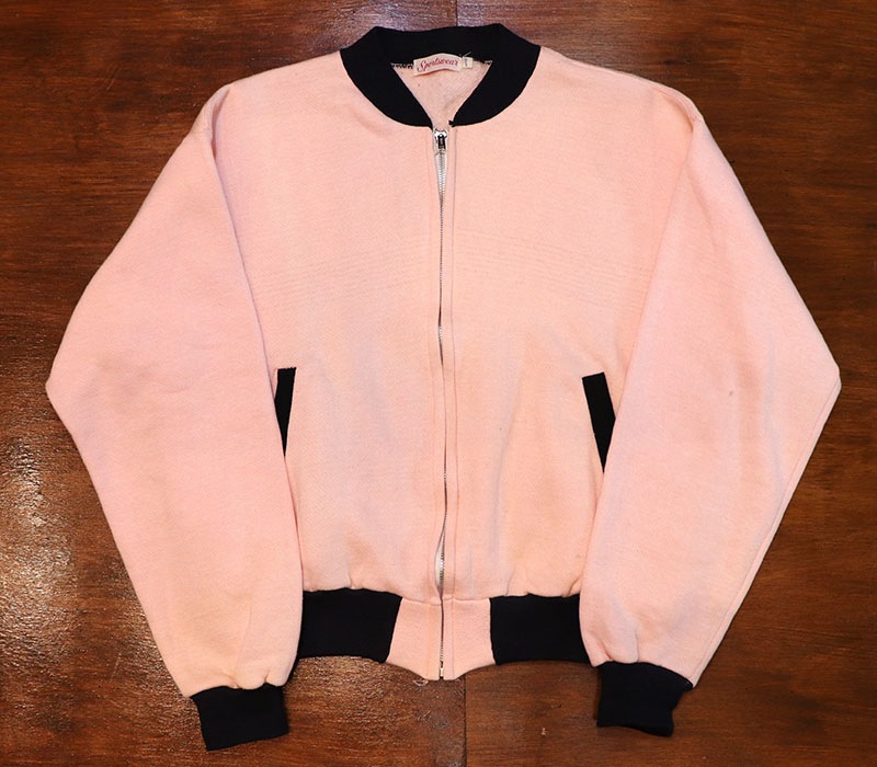 1950s VINTAGE SWEAT , PINK x BLACK , Size L