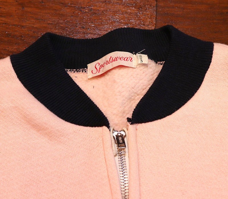 1950s VINTAGE SWEAT , PINK x BLACK , Size L