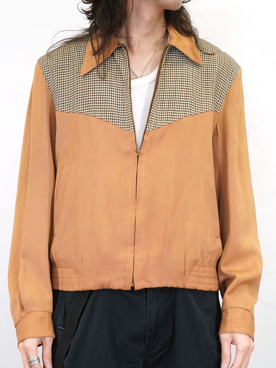 スペシャル　70s　80s　ヴィンテージ　ギャバジャン　千鳥柄　総柄　アメカジ 50's Casualcraft Sportswear 千鳥格子切り替え レーヨンギャバ